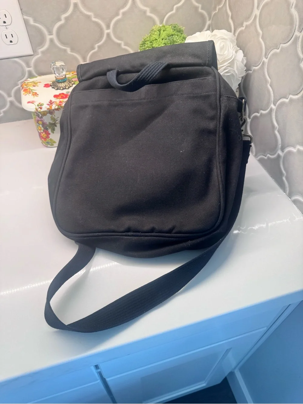 Canvas Classics Black Canvas Messenger Bag Crossbody Travel Bag